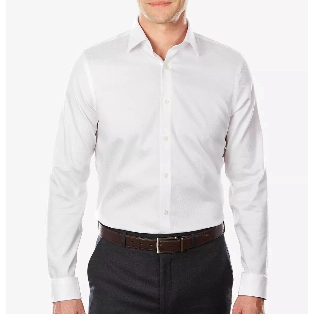 Alfani Men's XXL White Regular Fit Dress Shirt Cotton Blend Stretch Long Sleeve